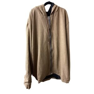 Unbranded Men 4XL Faux Suede Sherpa Lined Full Zip Hoodie Jacket Camel Brown